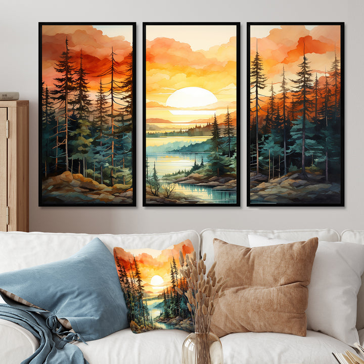 Pine Tree Sunset Glow II - Multi-Panels