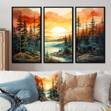 Pine Tree Sunset Glow II - Multi-Panels