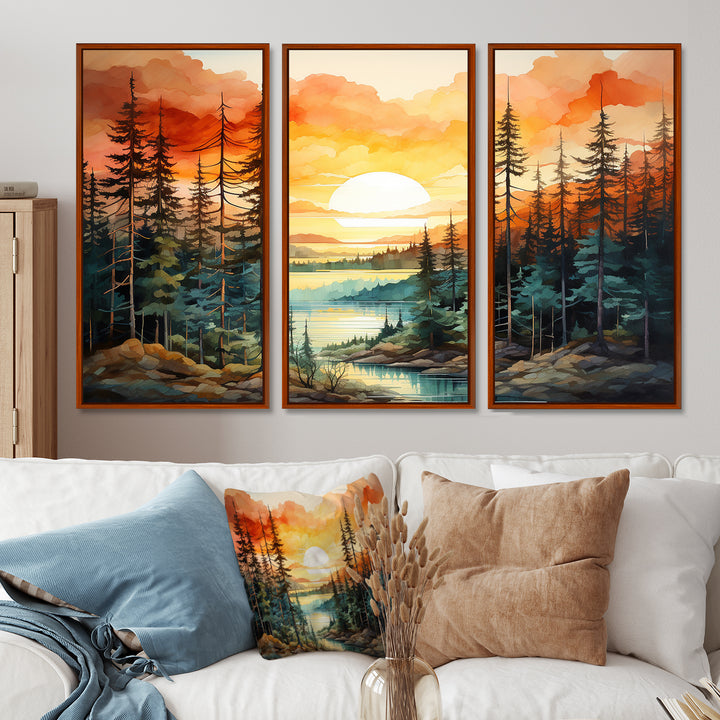 Pine Tree Sunset Glow II - Multi-Panels