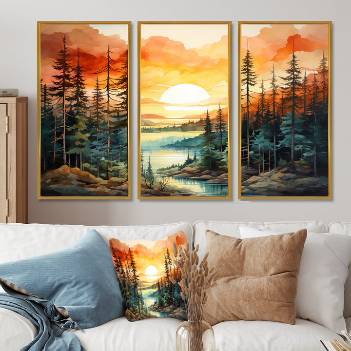Pine Tree Sunset Glow II - Multi-Panels