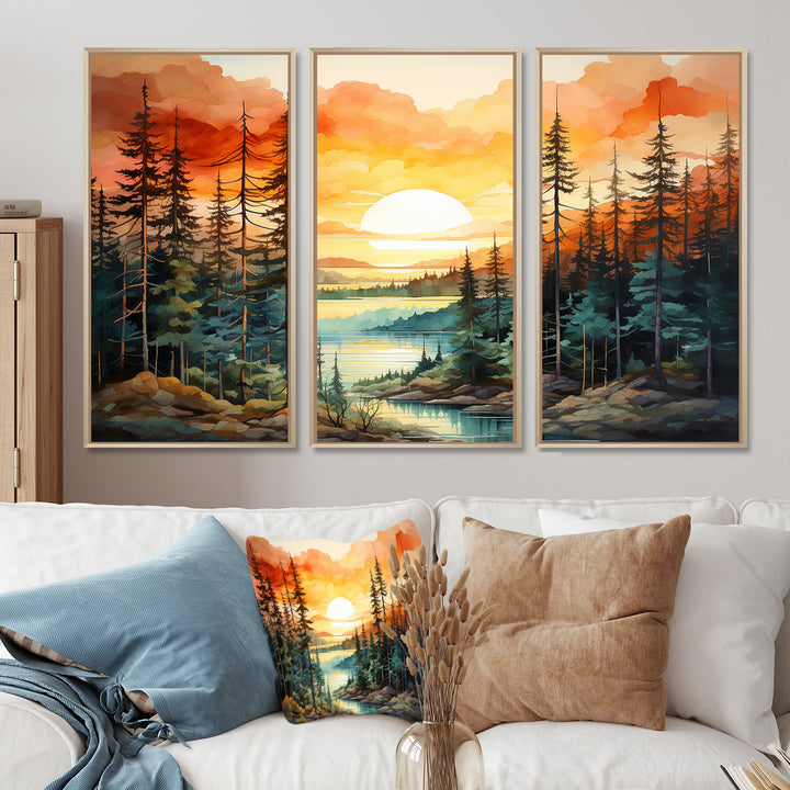 Pine Tree Sunset Glow II - Multi-Panels