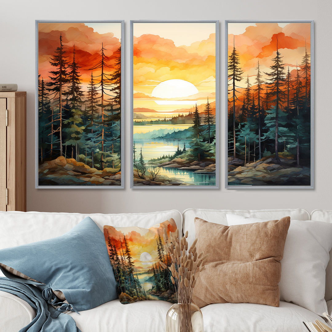 Pine Tree Sunset Glow II - Multi-Panels