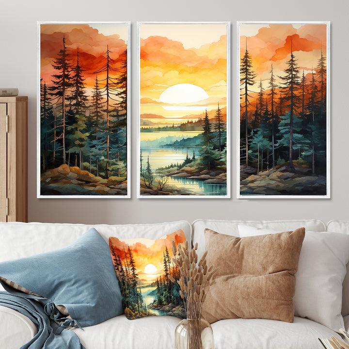 Pine Tree Sunset Glow II - Multi-Panels