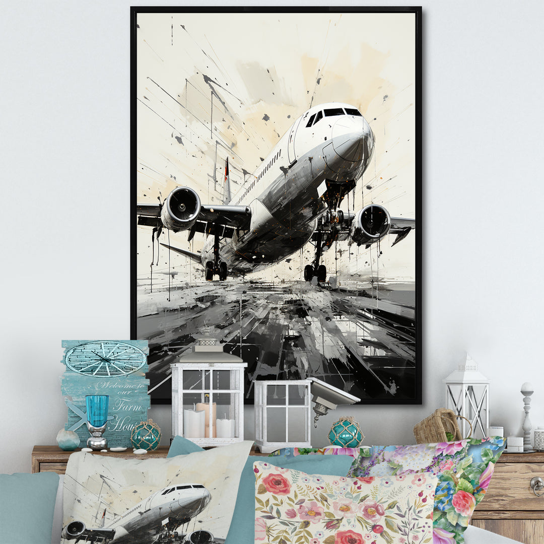 Abstracted Plane Flight Path - Plane Canvas Wall Art