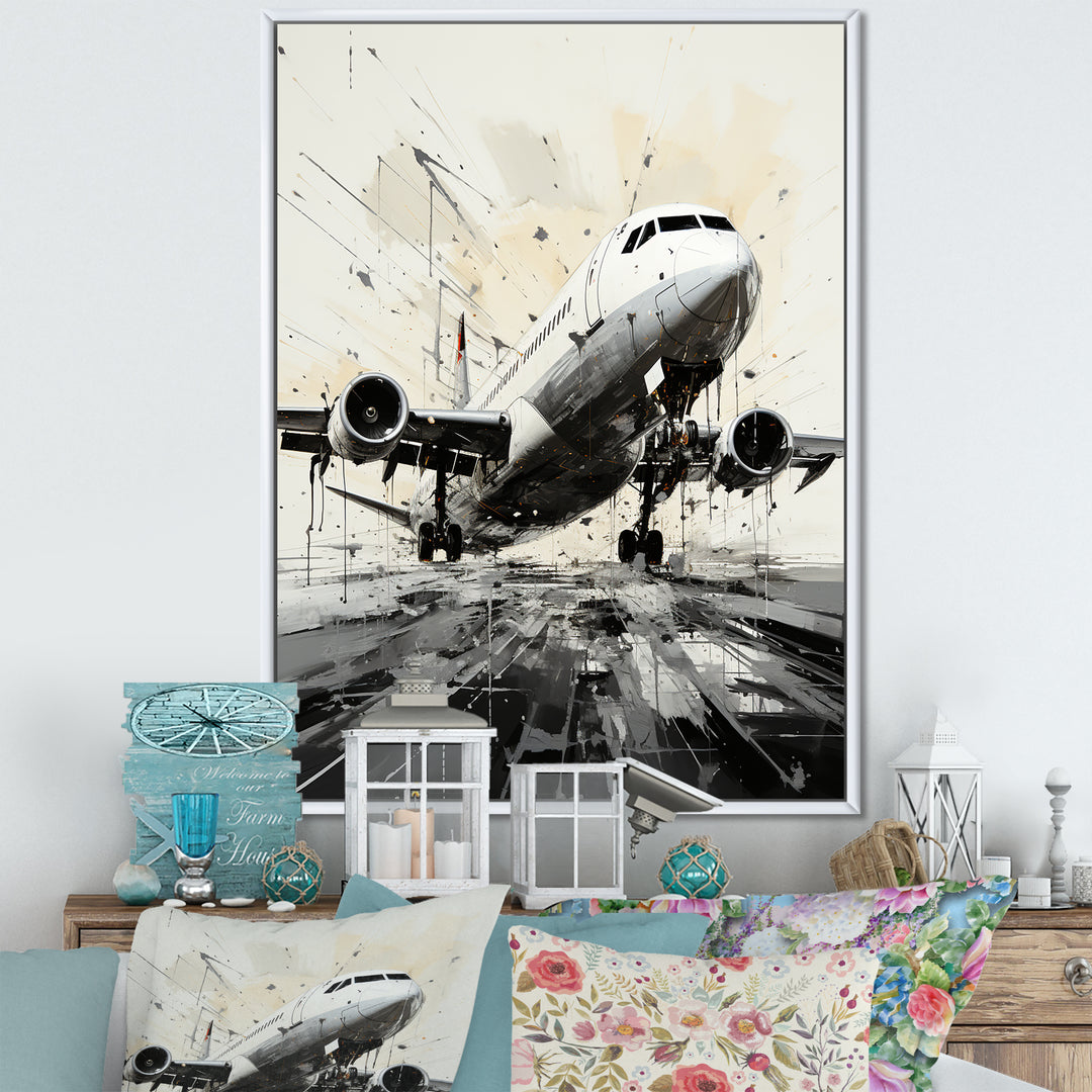 Abstracted Plane Flight Path - Plane Canvas Wall Art