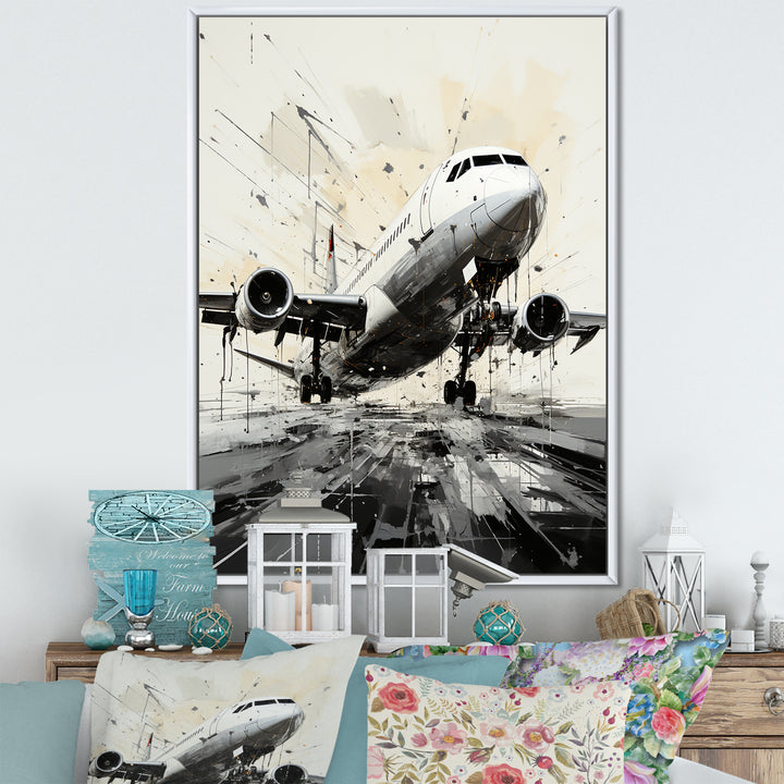 Abstracted Plane Flight Path - Plane Canvas Wall Art