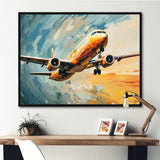 Teal Plane Under Abstracted Cloud - Plane Canvas Wall Art