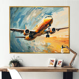 Teal Plane Under Abstracted Cloud - Plane Canvas Wall Art