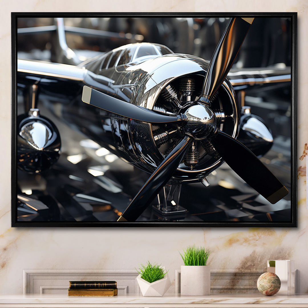 Plane With Abstracted Propellers - Plane Canvas Wall Art
