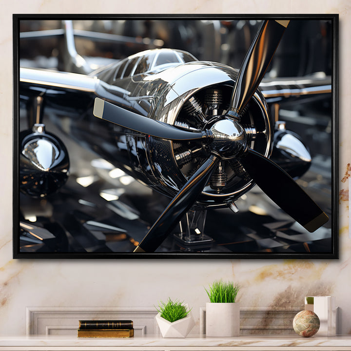 Plane With Abstracted Propellers - Plane Canvas Wall Art