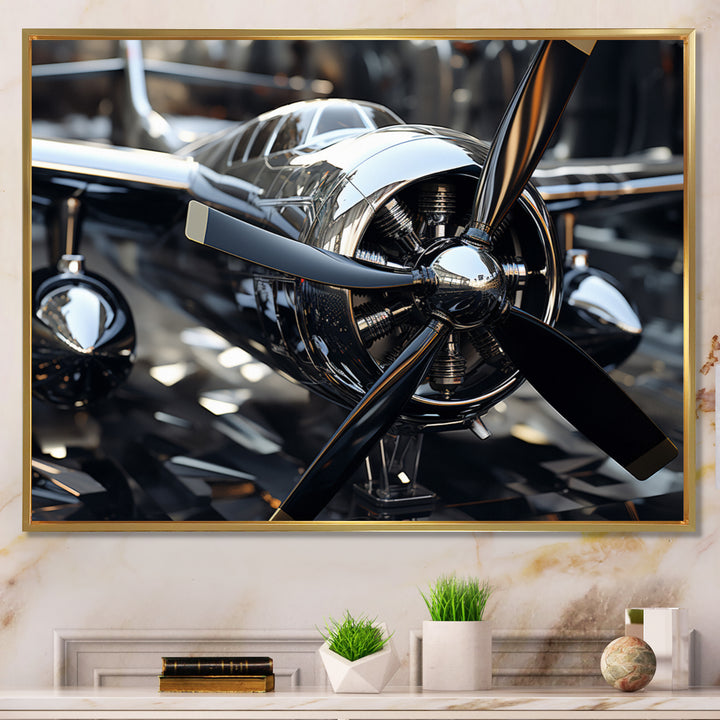 Plane With Abstracted Propellers - Plane Canvas Wall Art