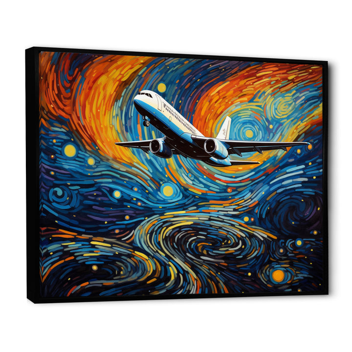 Plane In Cosmic Sojourn - Plane Canvas Wall Art
