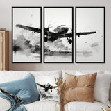 Expressive Plane Airborne - Canvas Multipanels Set of 3