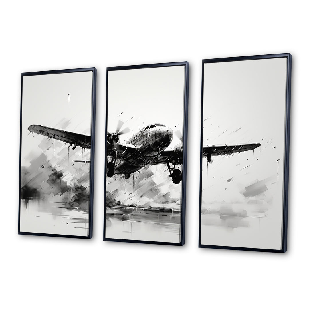 Expressive Plane Airborne - Canvas Multipanels Set of 3