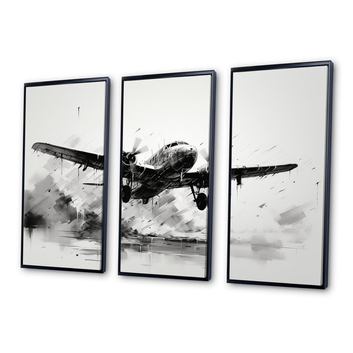 Expressive Plane Airborne - Canvas Multipanels Set of 3