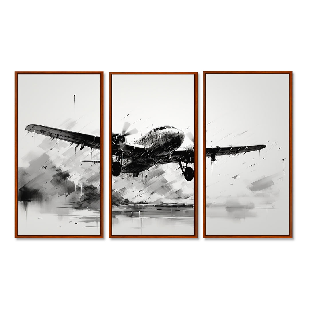 Expressive Plane Airborne - Canvas Multipanels Set of 3