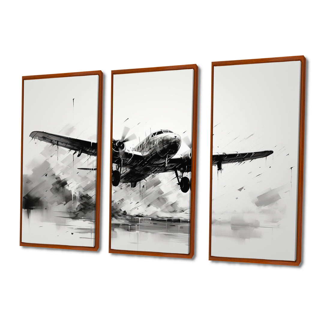 Expressive Plane Airborne - Canvas Multipanels Set of 3