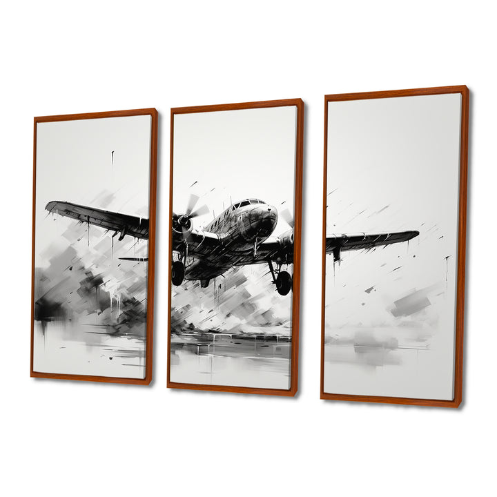 Expressive Plane Airborne - Canvas Multipanels Set of 3