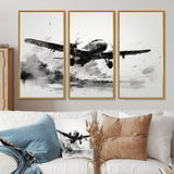 Expressive Plane Airborne - Canvas Multipanels Set of 3