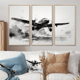 Expressive Plane Airborne - Canvas Multipanels Set of 3