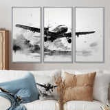 Expressive Plane Airborne - Canvas Multipanels Set of 3