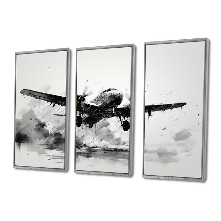 Expressive Plane Airborne - Canvas Multipanels Set of 3