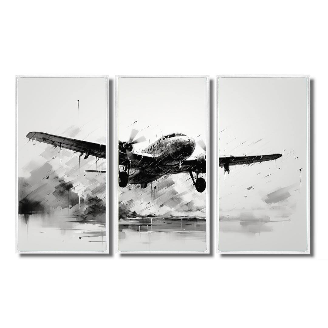 Expressive Plane Airborne - Canvas Multipanels Set of 3