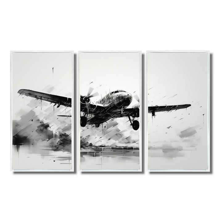 Expressive Plane Airborne - Canvas Multipanels Set of 3