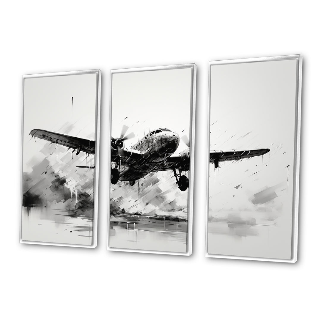 Expressive Plane Airborne - Canvas Multipanels Set of 3
