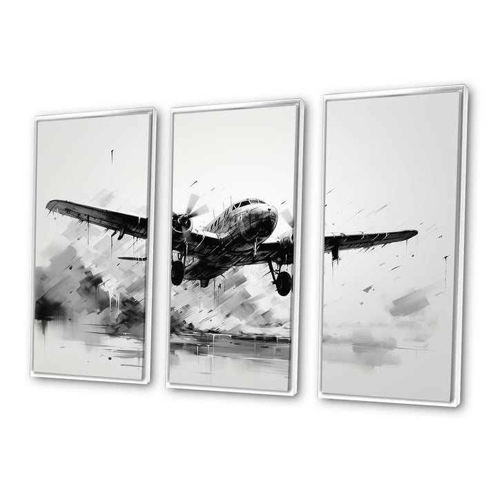 Expressive Plane Airborne - Canvas Multipanels Set of 3