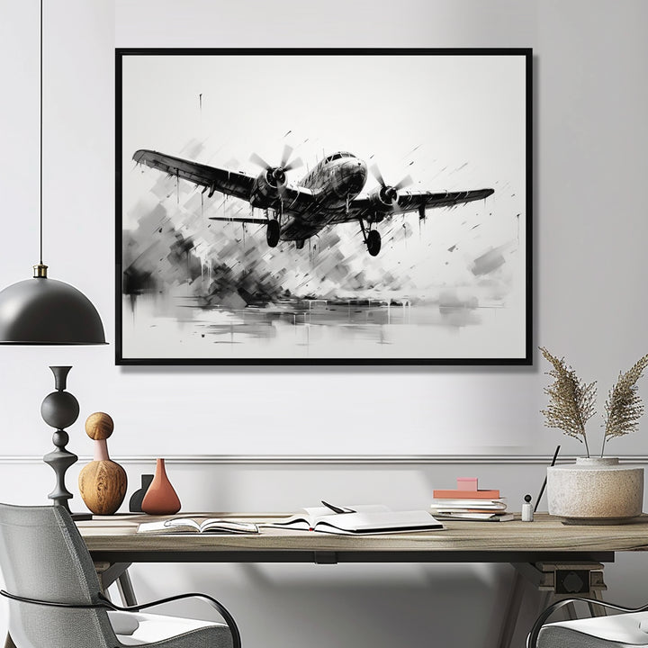 Expressive Plane Airborne - Plane Canvas Wall Art