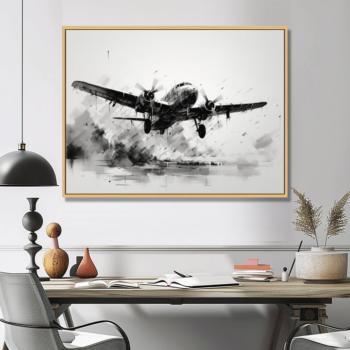 Expressive Plane Airborne - Plane Canvas Wall Art