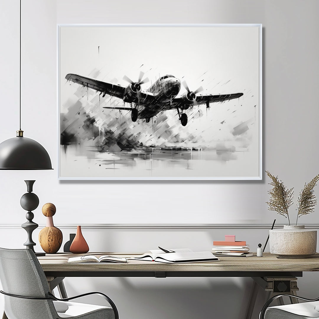 Expressive Plane Airborne - Plane Canvas Wall Art