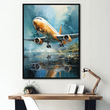 Plane Flight Reflection On Lake - Plane Canvas Wall Art