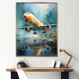 Plane Flight Reflection On Lake - Plane Canvas Wall Art