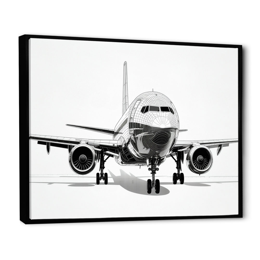 Black &amp; White Plane Graphic Elevation - Plane Canvas Wall Art