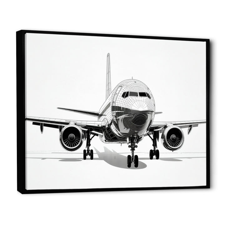 Black &amp; White Plane Graphic Elevation - Plane Canvas Wall Art