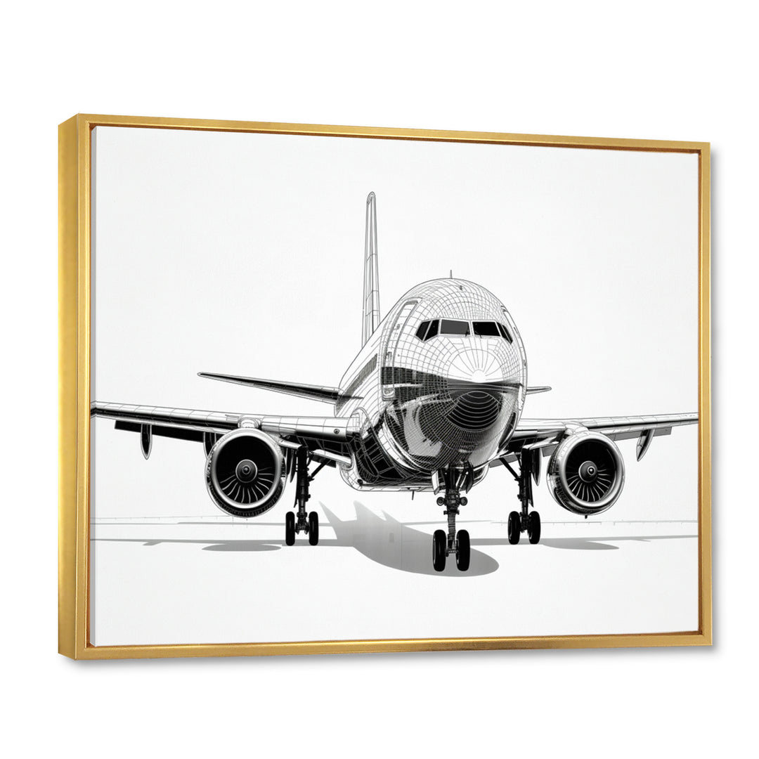Black &amp; White Plane Graphic Elevation - Plane Canvas Wall Art