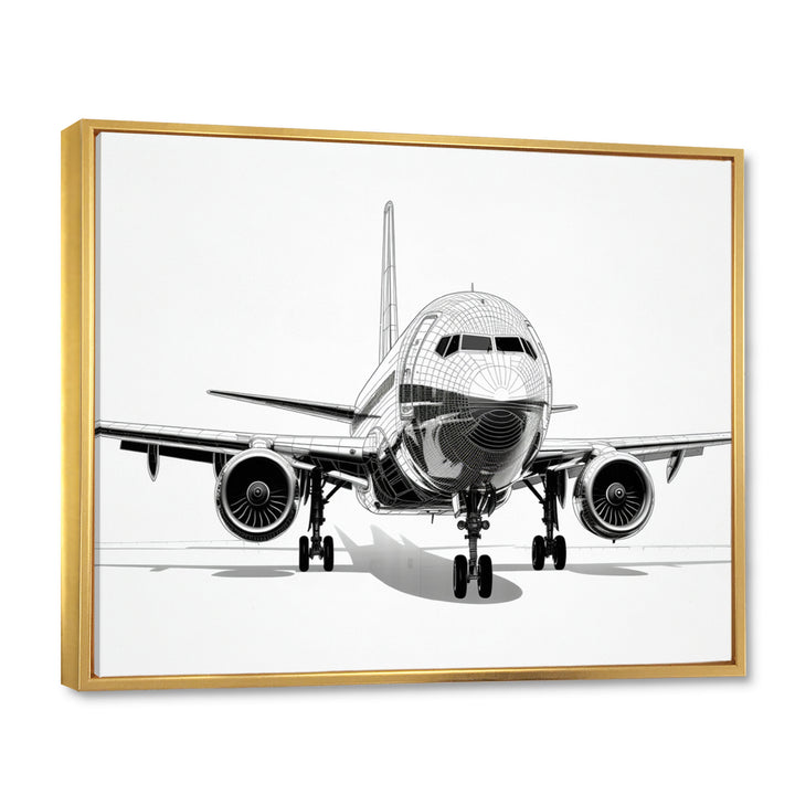 Black &amp; White Plane Graphic Elevation - Plane Canvas Wall Art