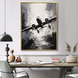 Monochromatic Plane Soaring II - Transportation Canvas Wall Art