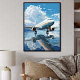Airplane Reflection On Mountain Lake - Plane Canvas Wall Art