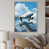 Airplane Reflection On Mountain Lake - Plane Canvas Wall Art