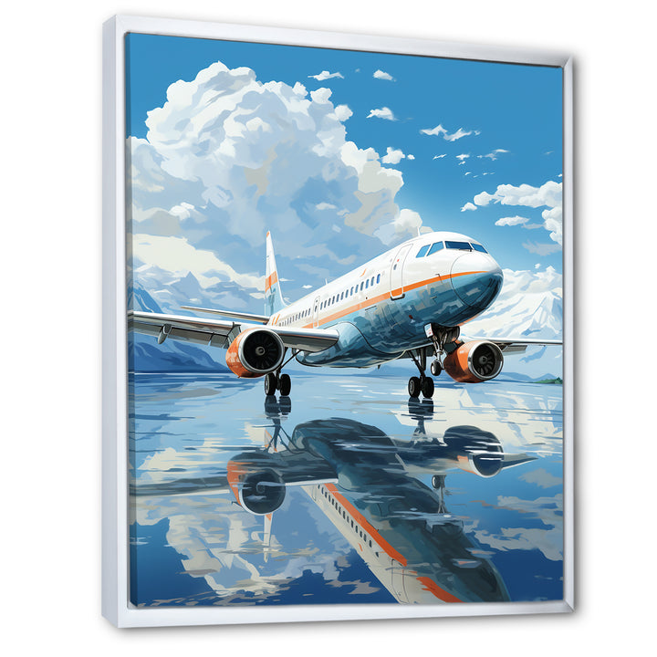 Airplane Reflection On Mountain Lake - Plane Canvas Wall Art