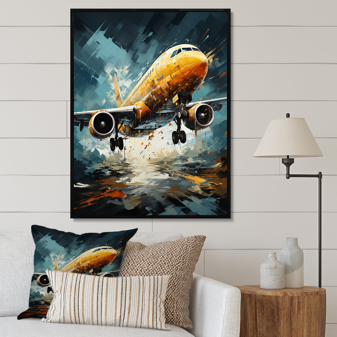 Orange Aerodynamics Plane - Plane Canvas Wall Art
