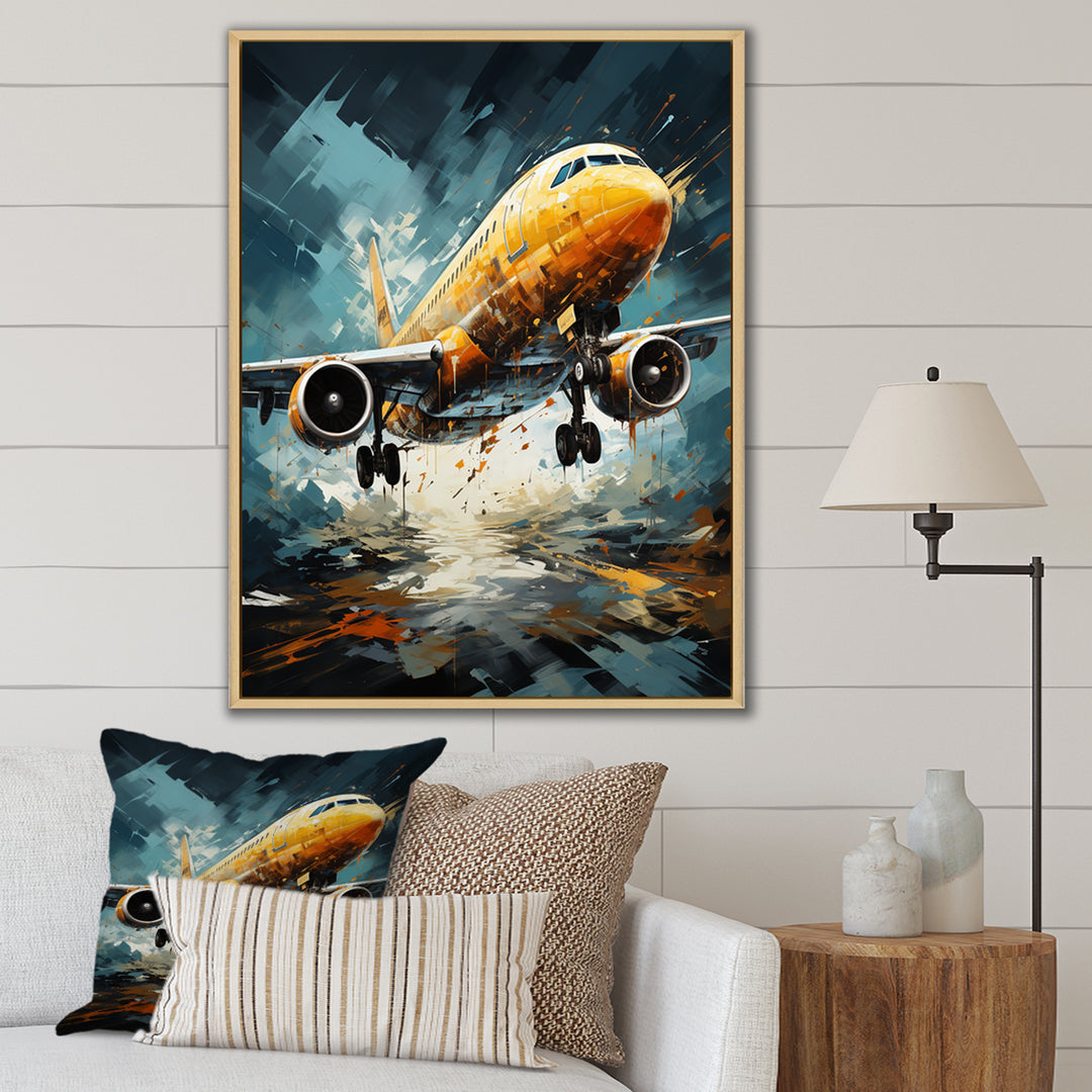 Orange Aerodynamics Plane - Plane Canvas Wall Art
