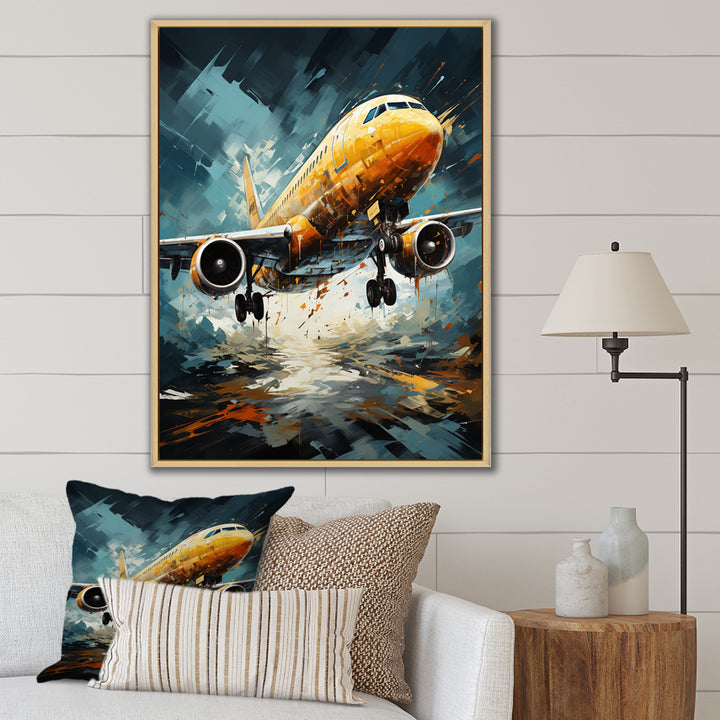 Orange Aerodynamics Plane - Plane Canvas Wall Art