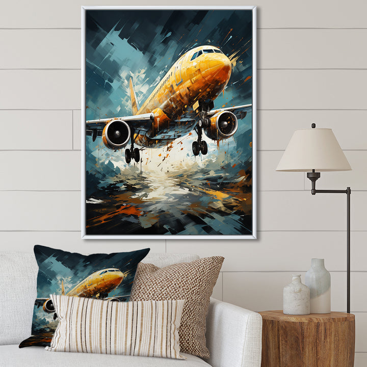 Orange Aerodynamics Plane - Plane Canvas Wall Art