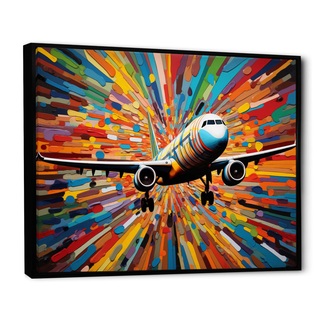Plane Colorful Whimsical Takeoff - Plane Canvas Wall Art