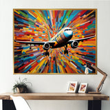 Plane Colorful Whimsical Takeoff - Plane Canvas Wall Art