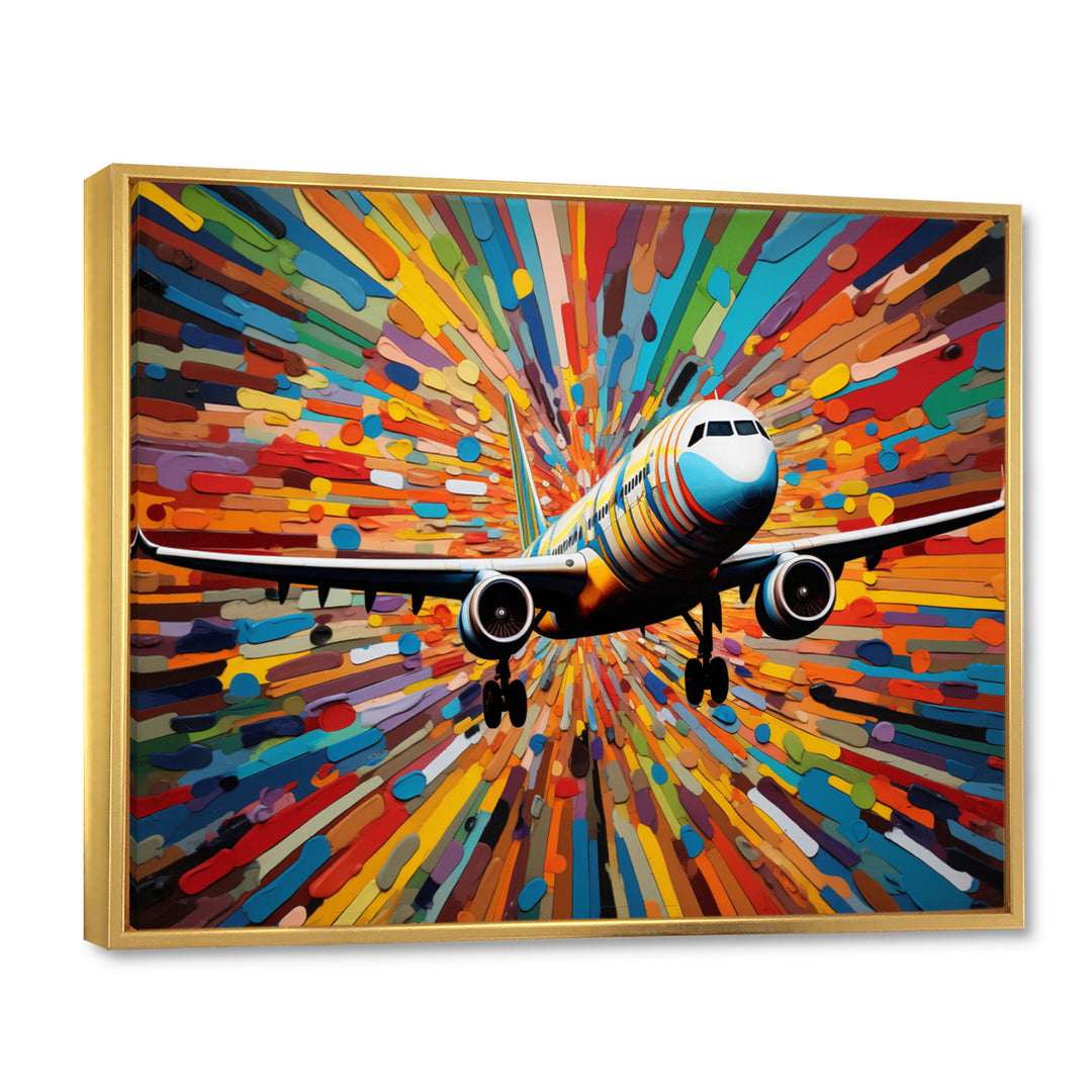 Plane Colorful Whimsical Takeoff - Plane Canvas Wall Art